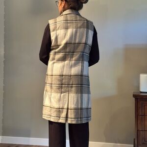 Plaid Sleeveless Blazer Vest